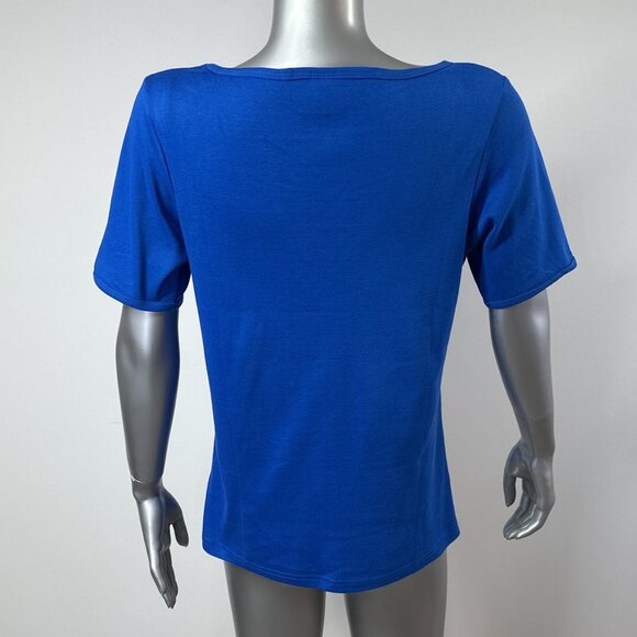 NWOT Women's Short Sleeve Scoop Neck Top in Royal Blue - Picture 4 of 7